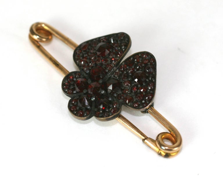 Victorian Garnet Pansy Safety Pin Brooch For Sale At 1stdibs