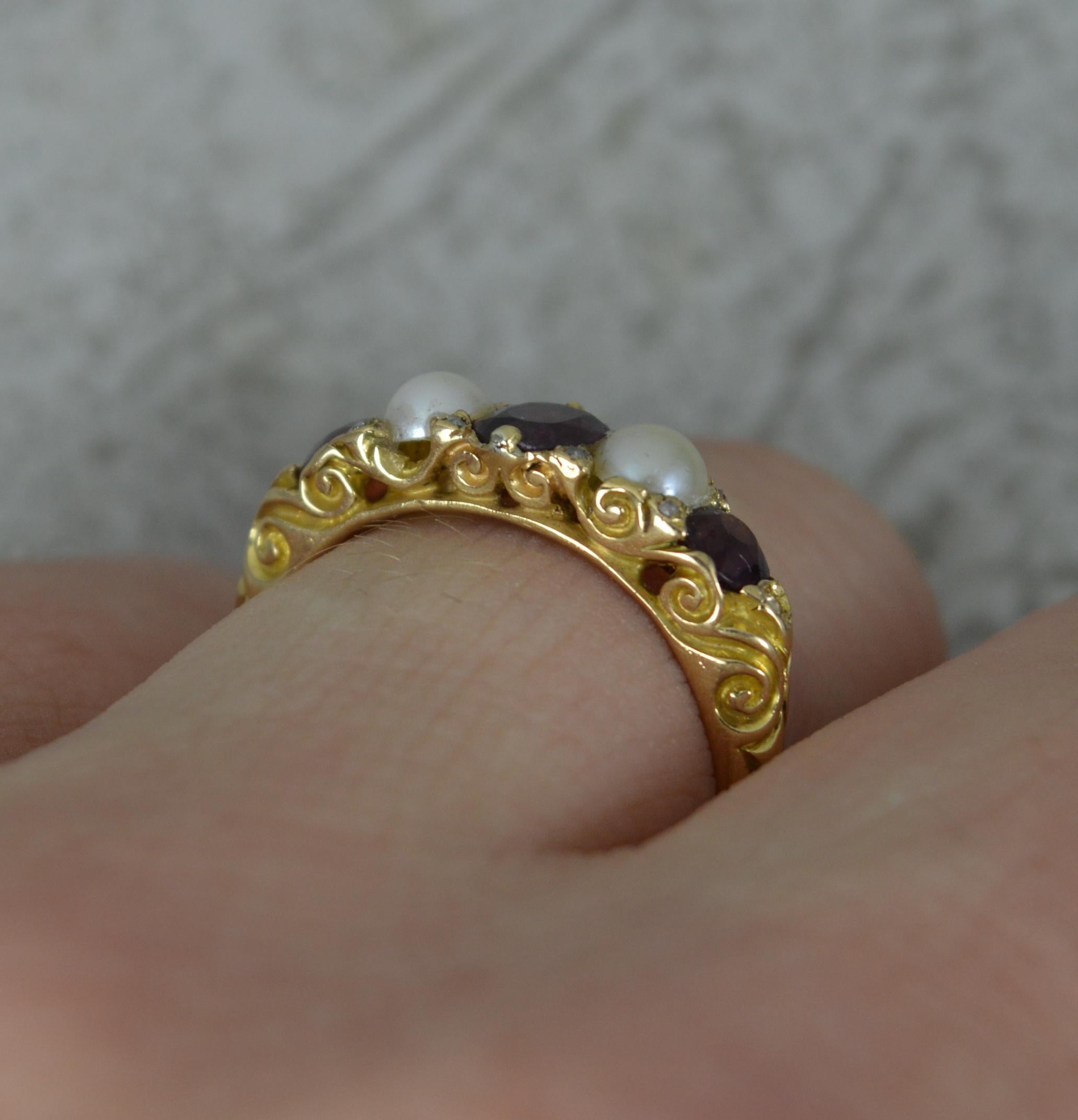 garnet and pearl ring