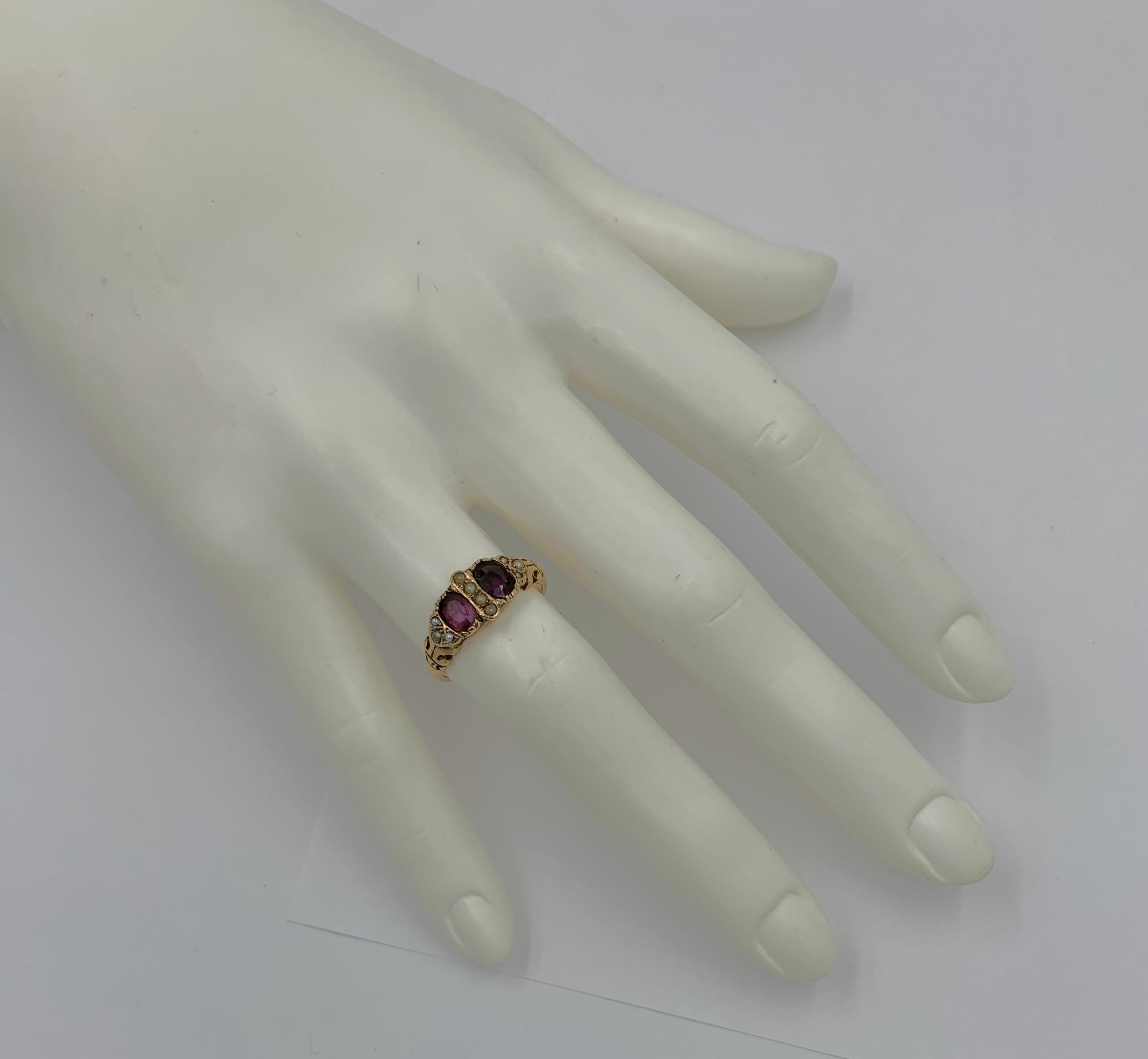 victorian garnet and pearl ring