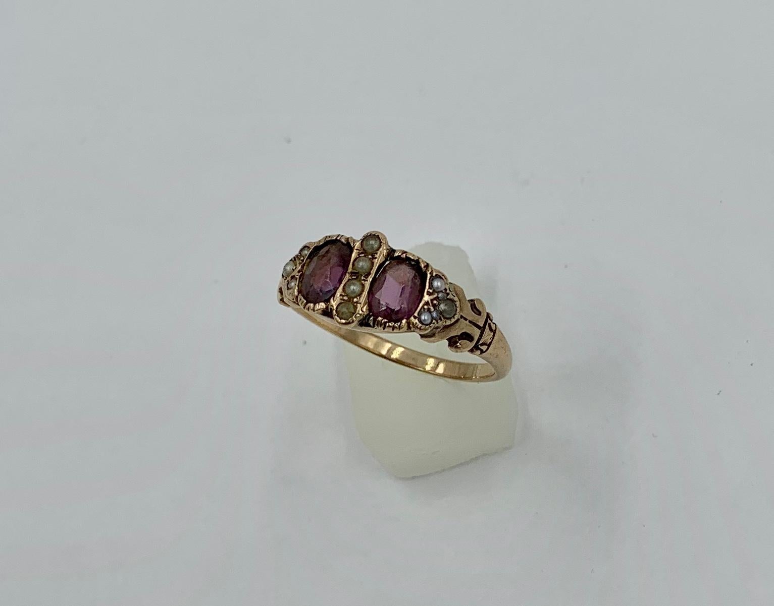 victorian garnet and pearl ring
