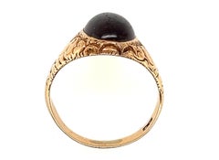 Victorian Garnet Ring 5ct Cabochon Antique Original 1890's 14K Yellow Gold