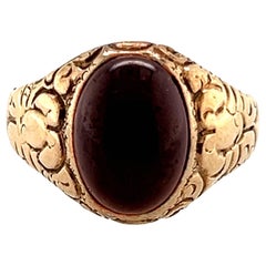 Victorian Garnet Ring 5ct Cabochon Antique Original 1890's 14K Yellow Gold