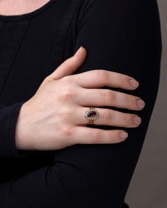 Victorian Garnet & Seed Pearl Ring by Shafer & Douglas