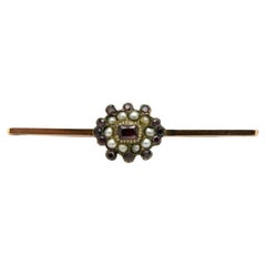Antique Victorian garnets and pearl brooch