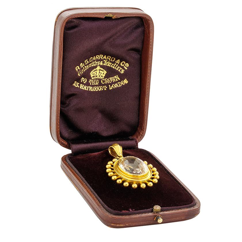 Taglio ovale Ciondolo vittoriano Garrard con citrino da 14,70 ct. 1880 ca. in vendita