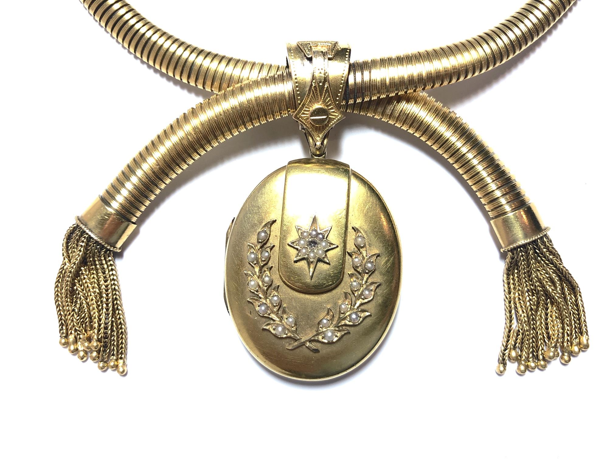 Victorian Gaspipe Necklace with Locket 1
