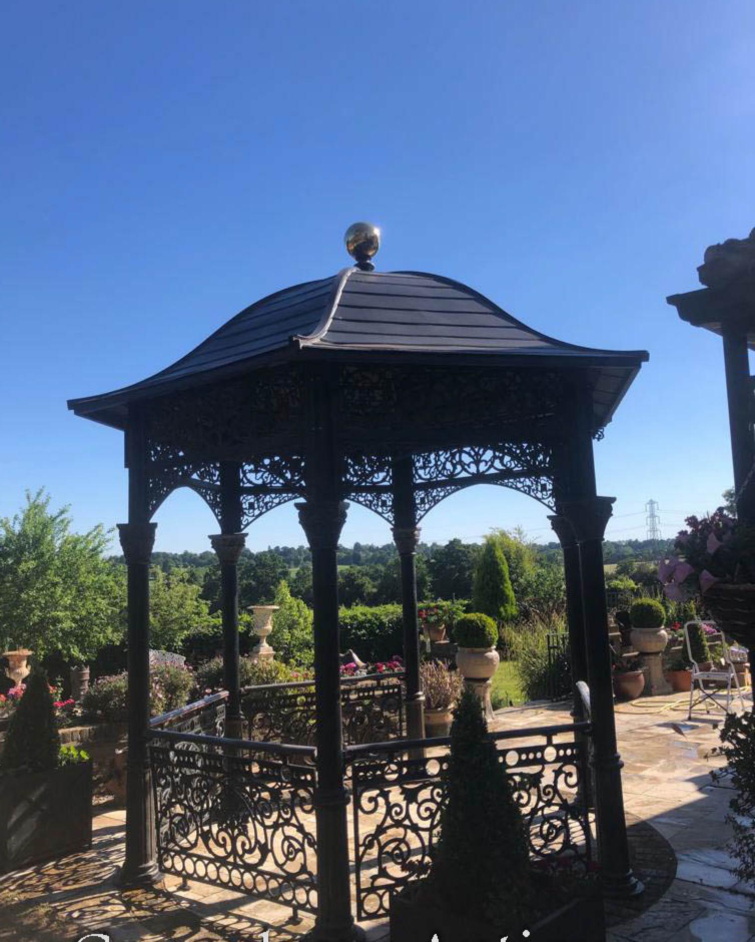 Late 20th Century Victorian Gazebo Cast Iron Garden Pavillion Architectural Shade Bandstand