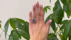 Victorian GCS Burma No Heat Ruby Diamond 18K Gold Silver Cluster Ring