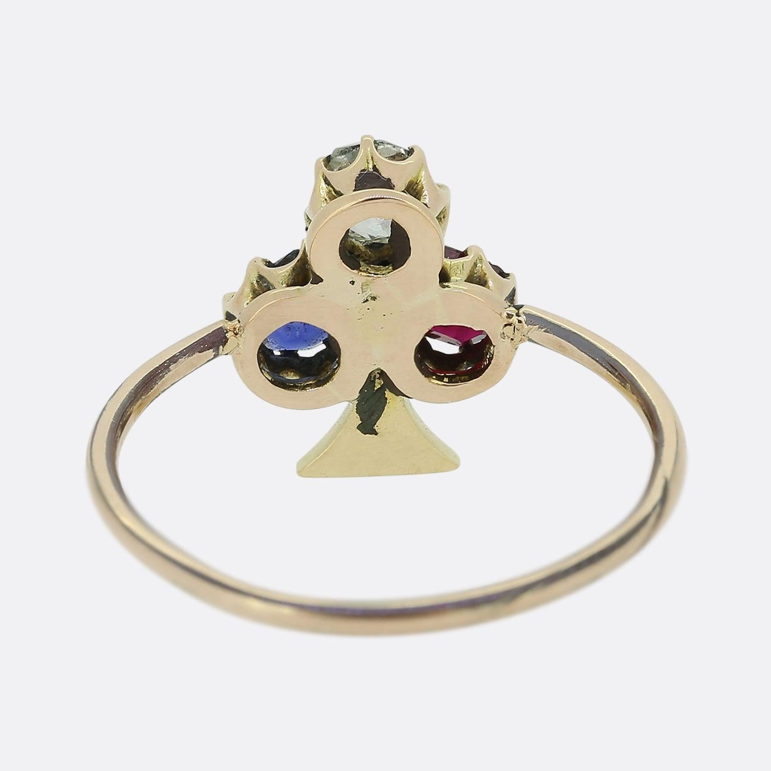 Victorian Gem Set Clover Ring In Good Condition For Sale In London, GB