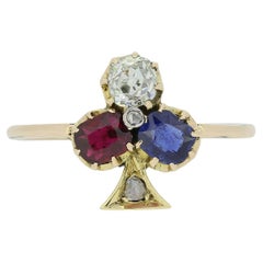 Antique Victorian Gem Set Clover Ring