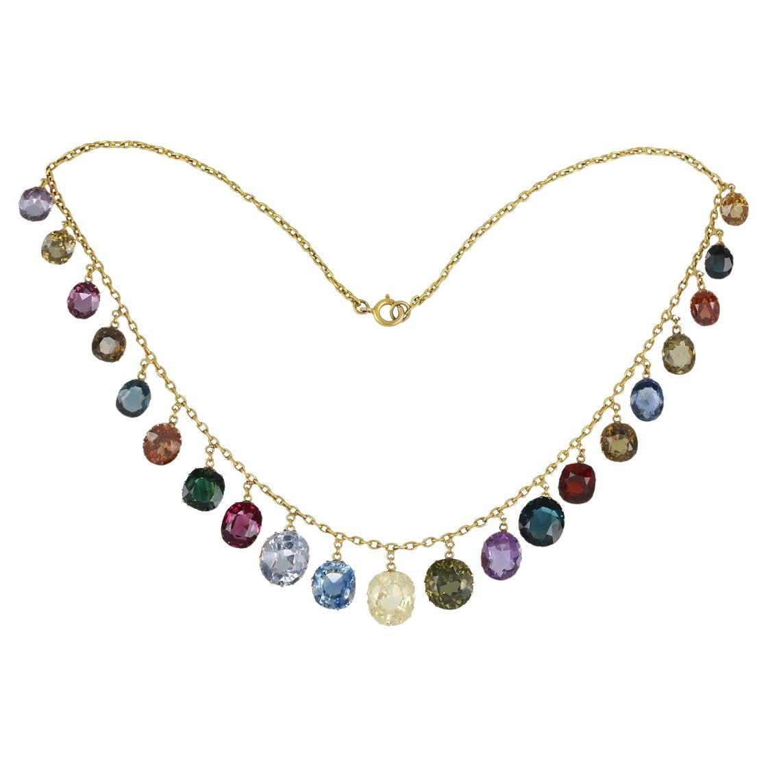Victorian gem set necklace, circa 1890.