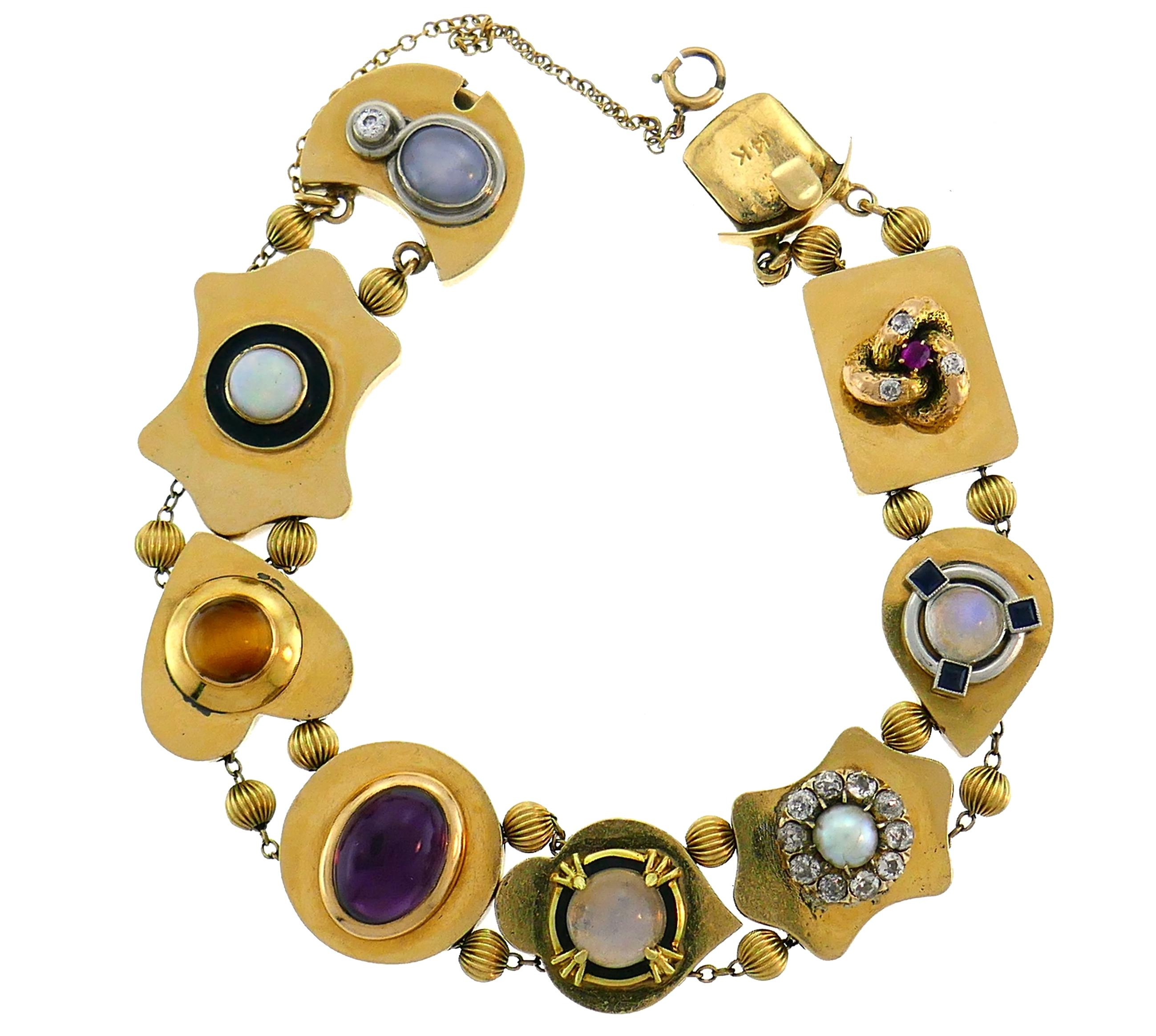 Victorian Gemstones Gold Slide Bracelet
