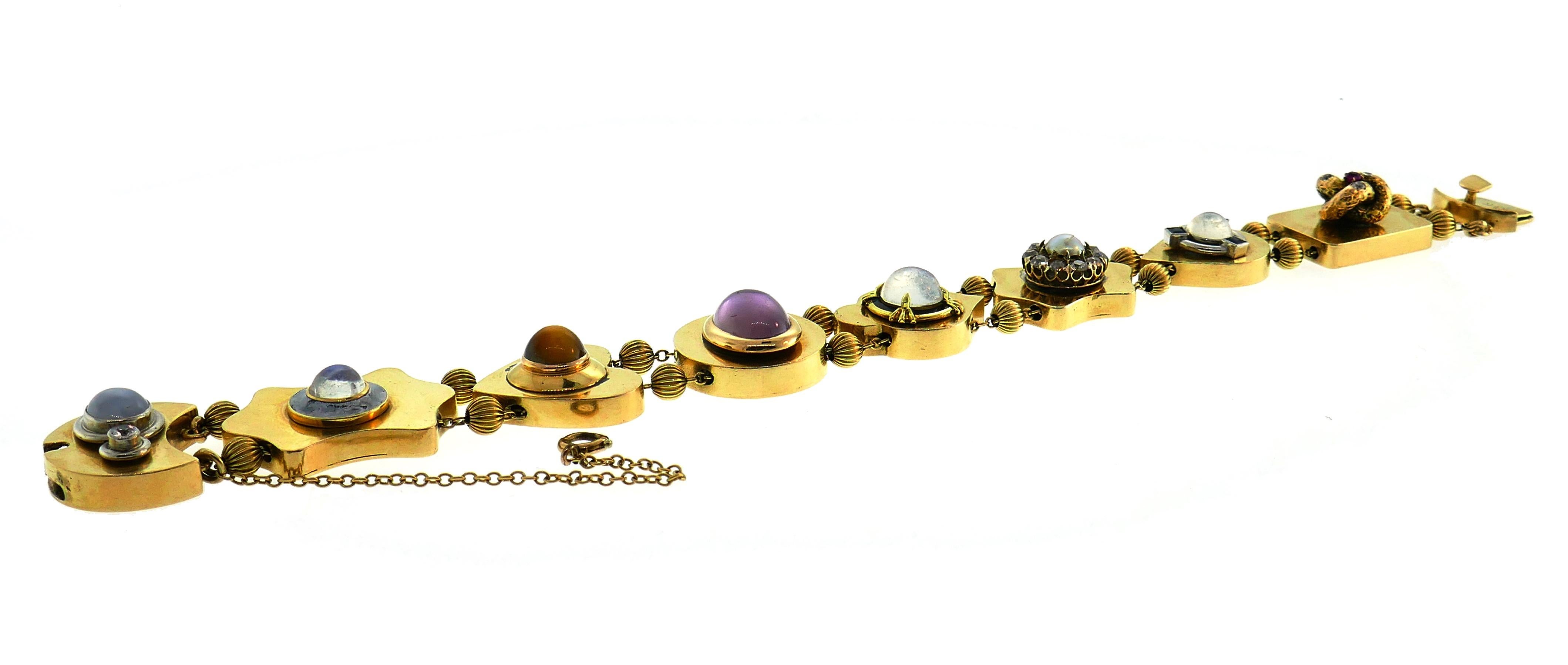 Victorian Gemstones Gold Slide Bracelet 1