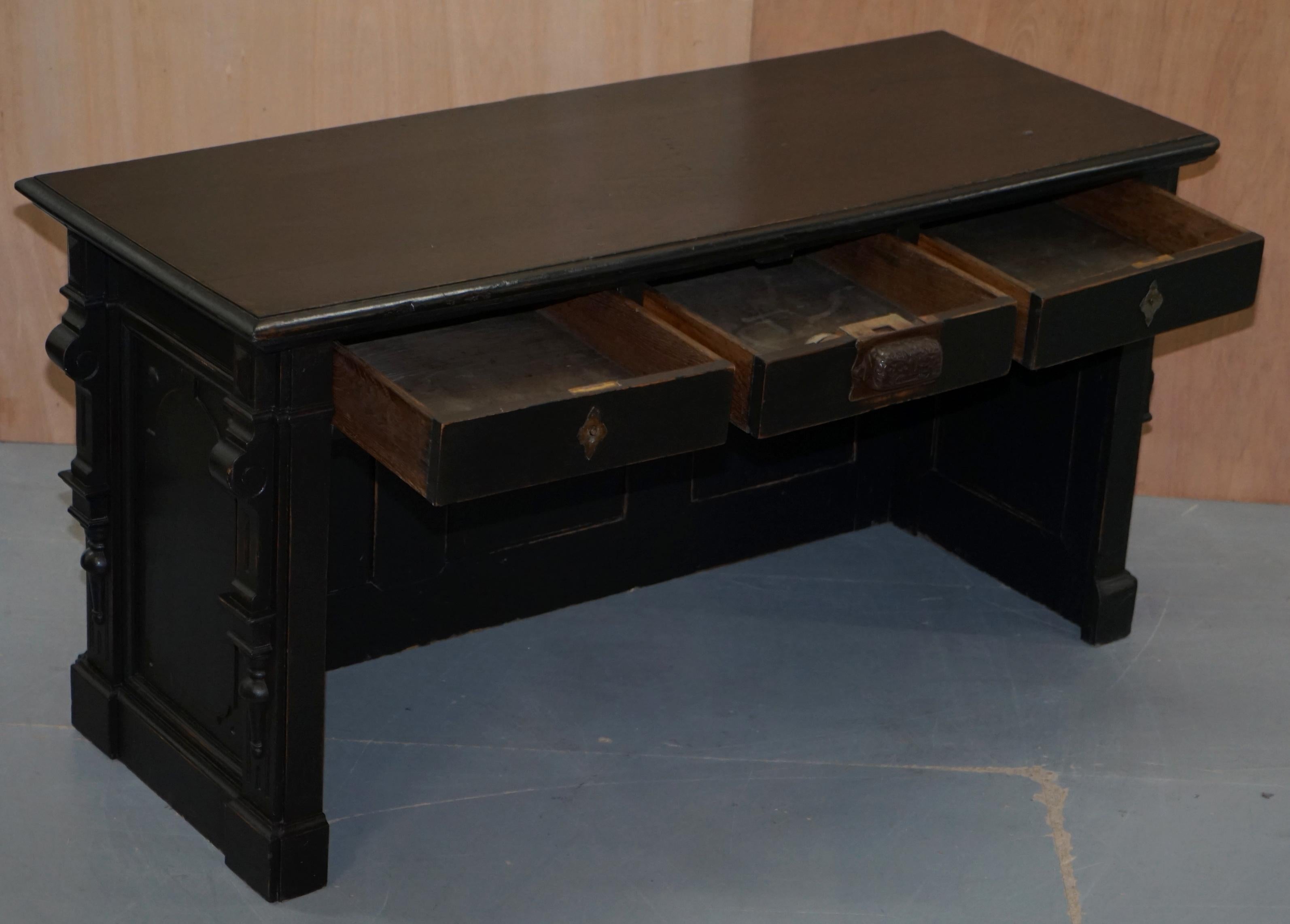 Victorian Gendarm Ebonised Haberdashery Shop Counter Desk Alarmed till Drawer 8