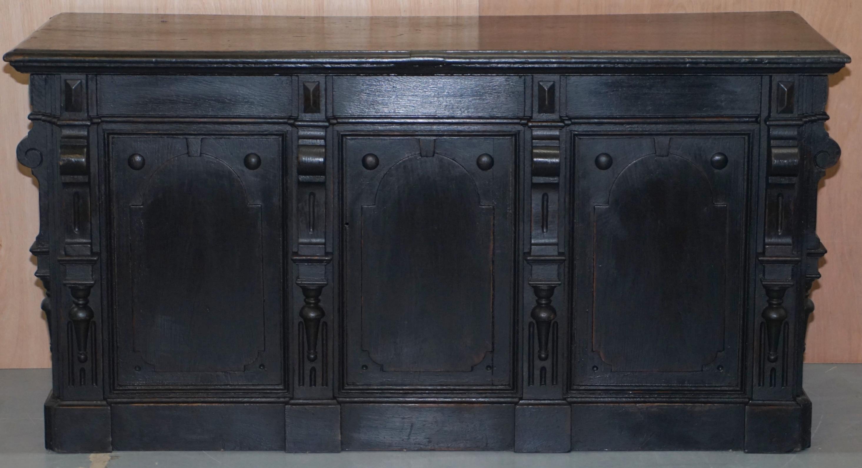 Victorian Gendarm Ebonised Haberdashery Shop Counter Desk Alarmed till Drawer 12
