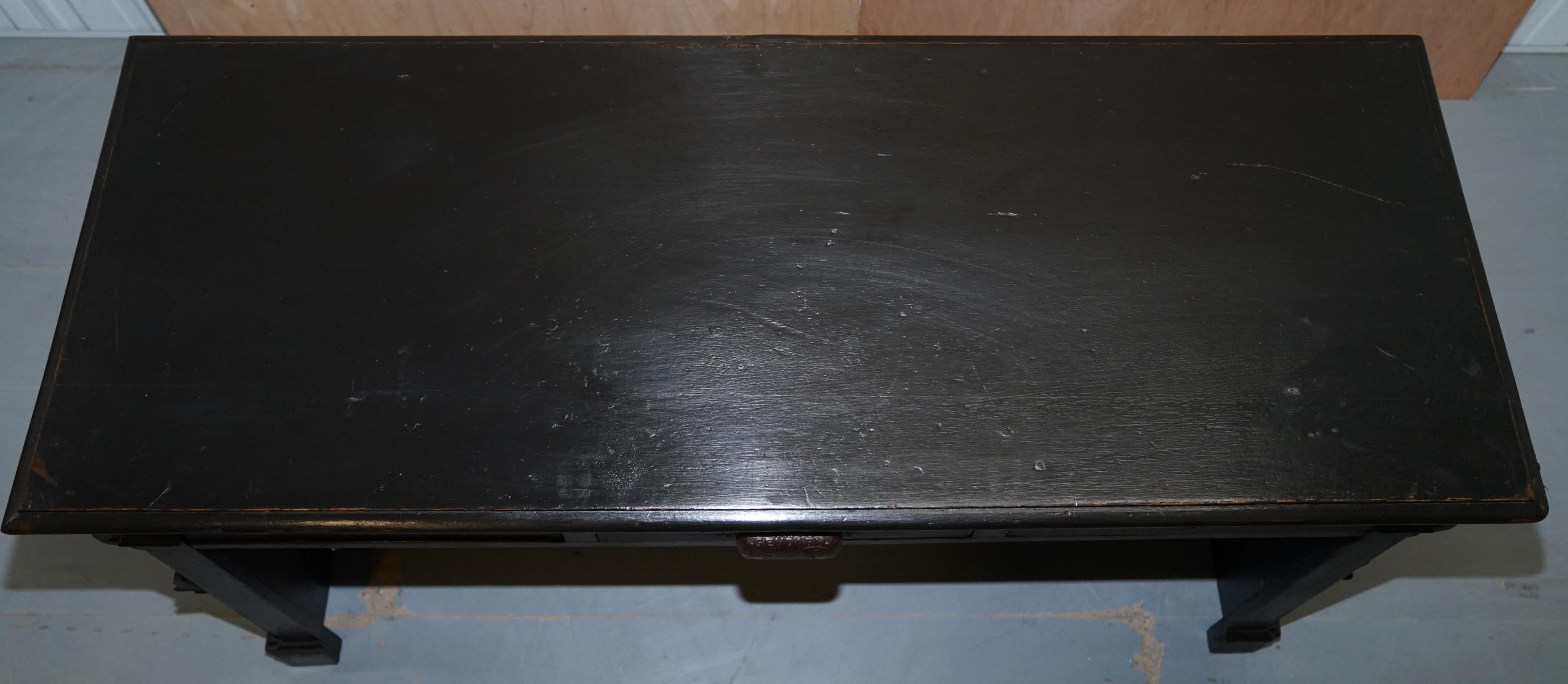 Victorian Gendarm Ebonised Haberdashery Shop Counter Desk Alarmed till Drawer In Fair Condition In West Sussex, Pulborough