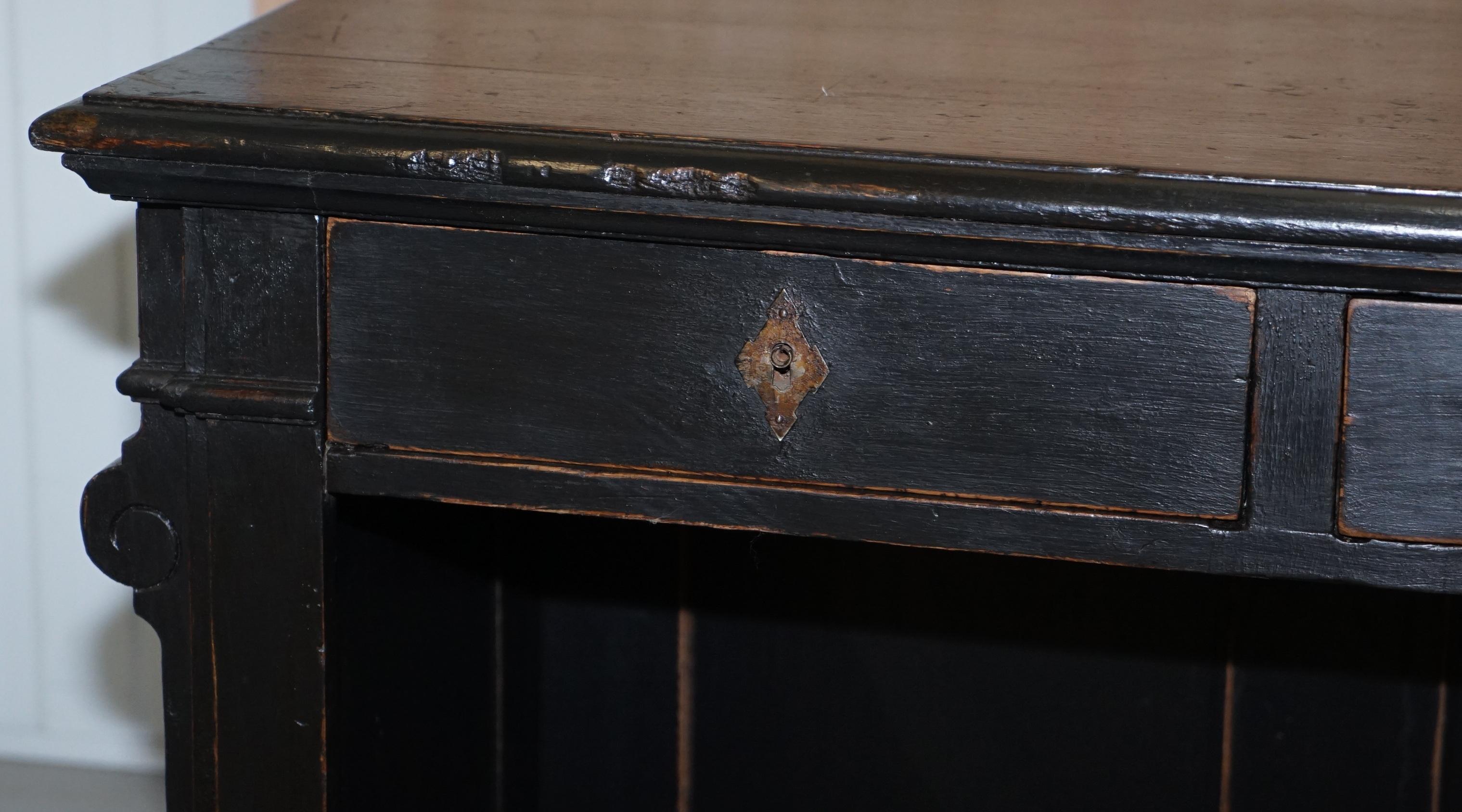 Oak Victorian Gendarm Ebonised Haberdashery Shop Counter Desk Alarmed till Drawer