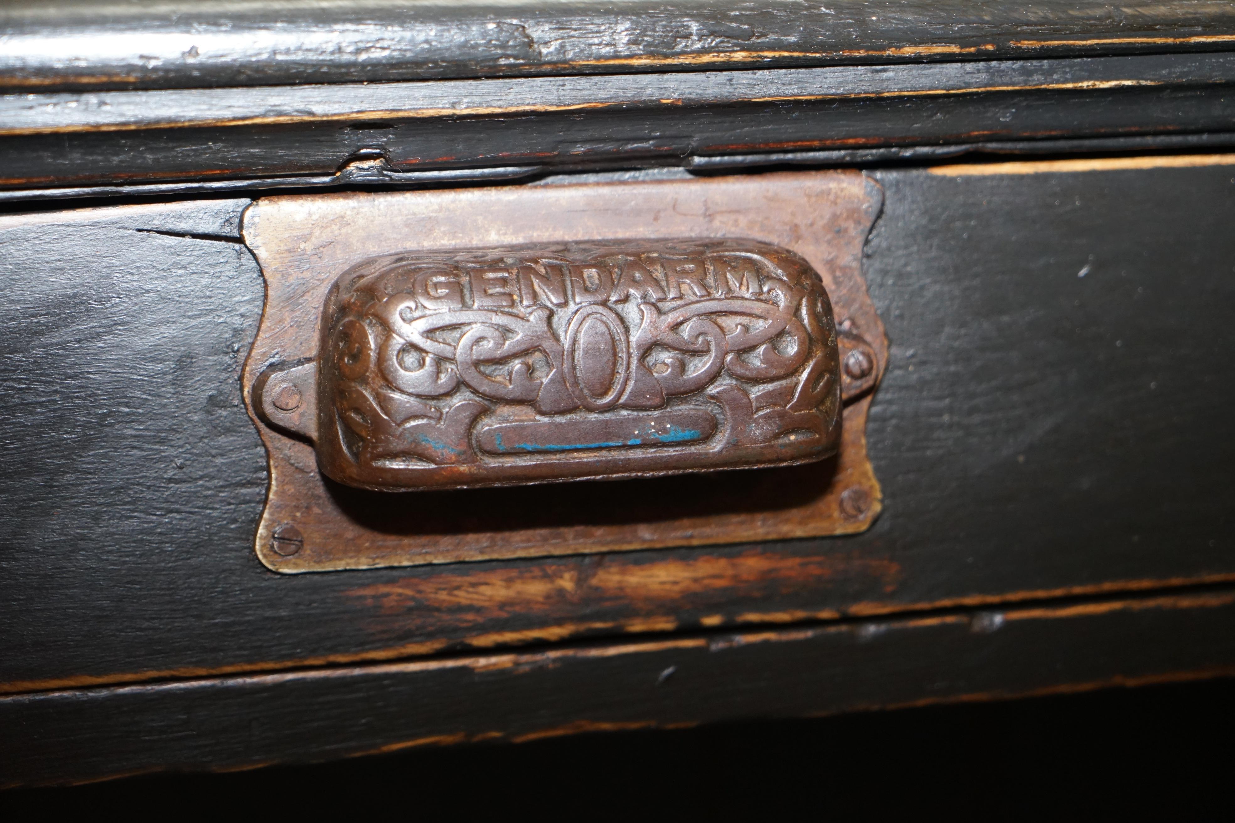 Victorian Gendarm Ebonised Haberdashery Shop Counter Desk Alarmed till Drawer 1