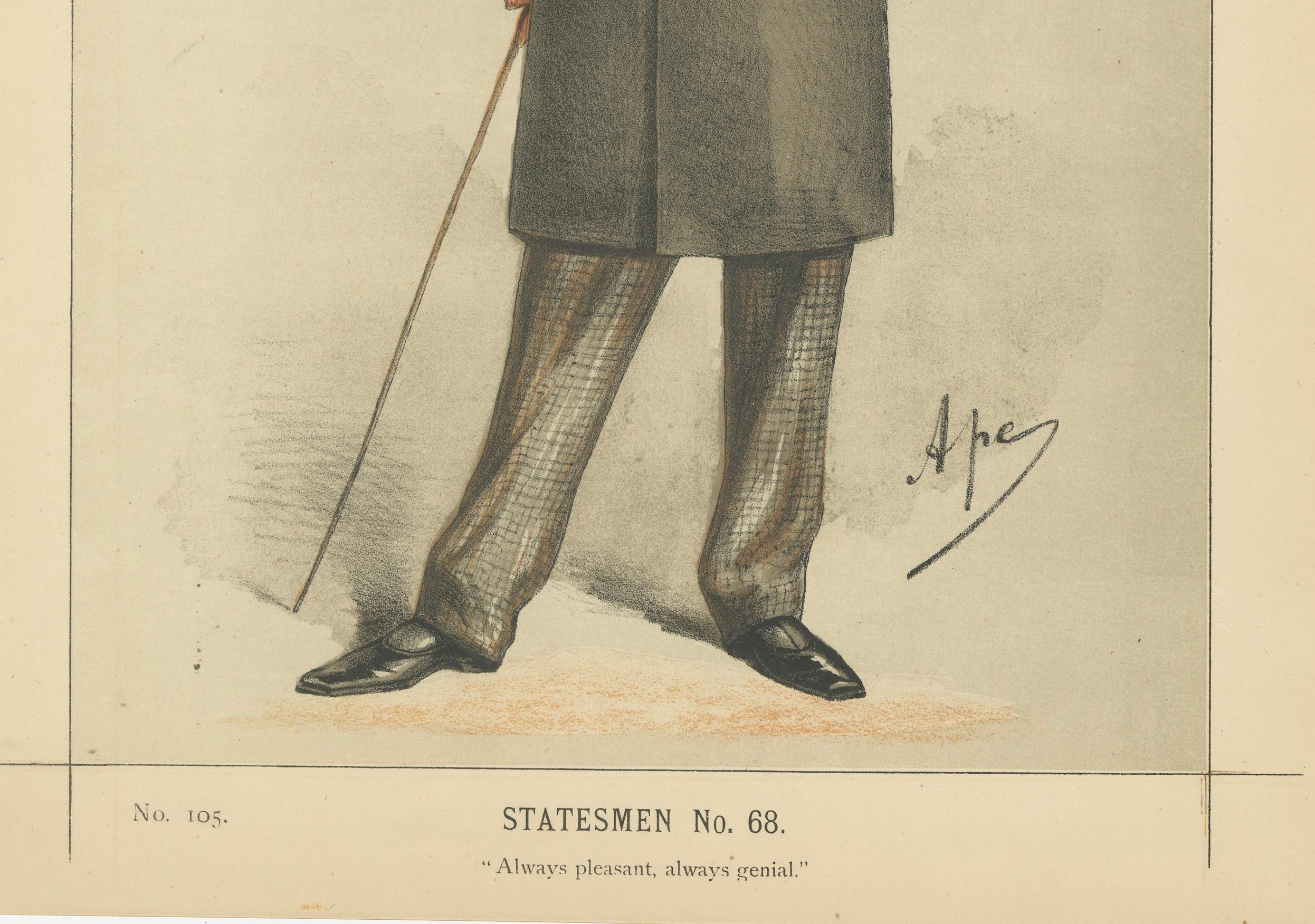 Victorian Gentleman with Cane – Vanity Fair Statesmen No. 68, 1870