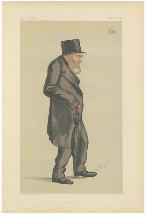 Victorian Gentleman with Umbrella – Vanity Fair “Ninety-one” Spy Cartoon 1883