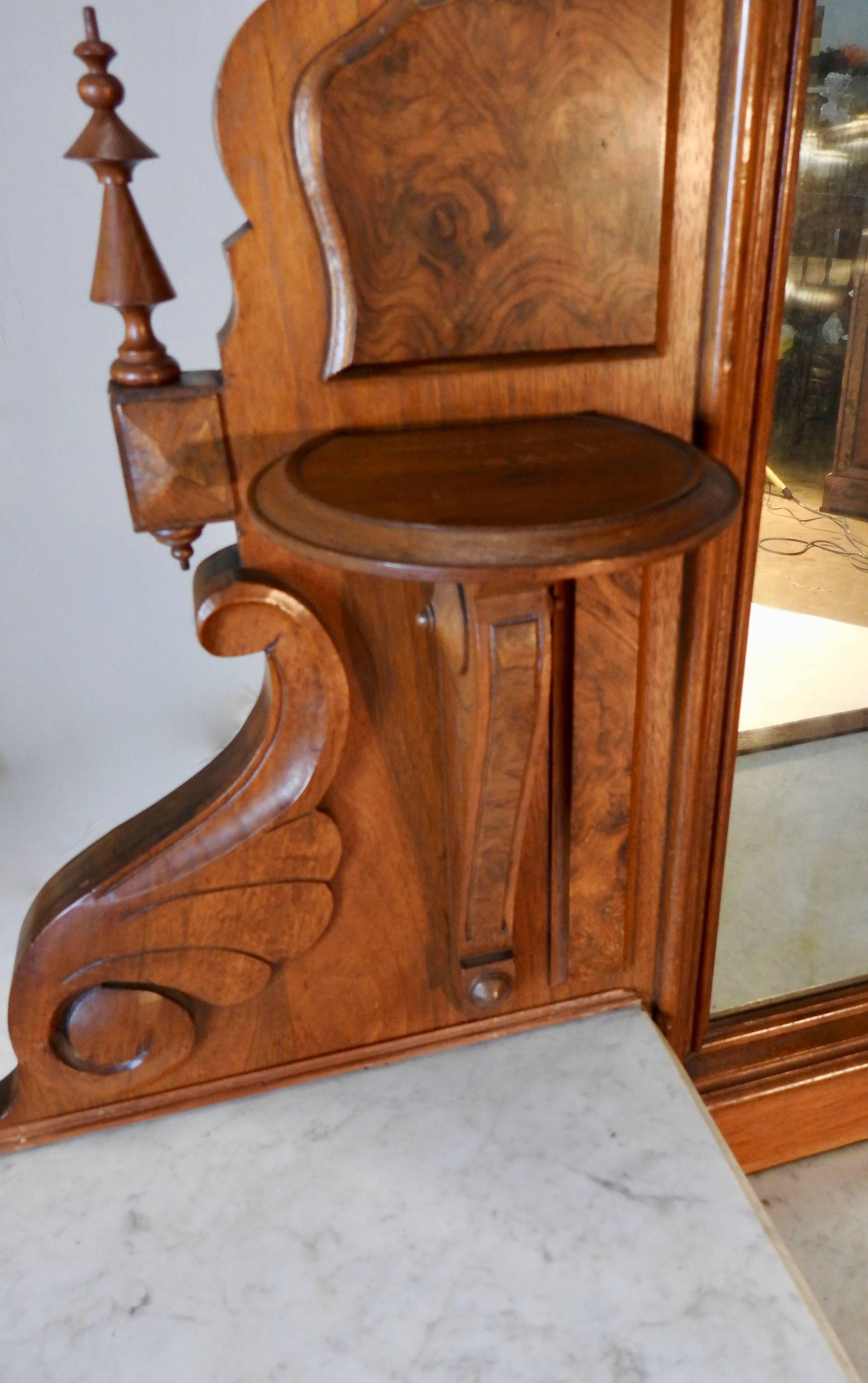 Silvered Victorian Gentleman's Dresser with Marble Tops For Sale