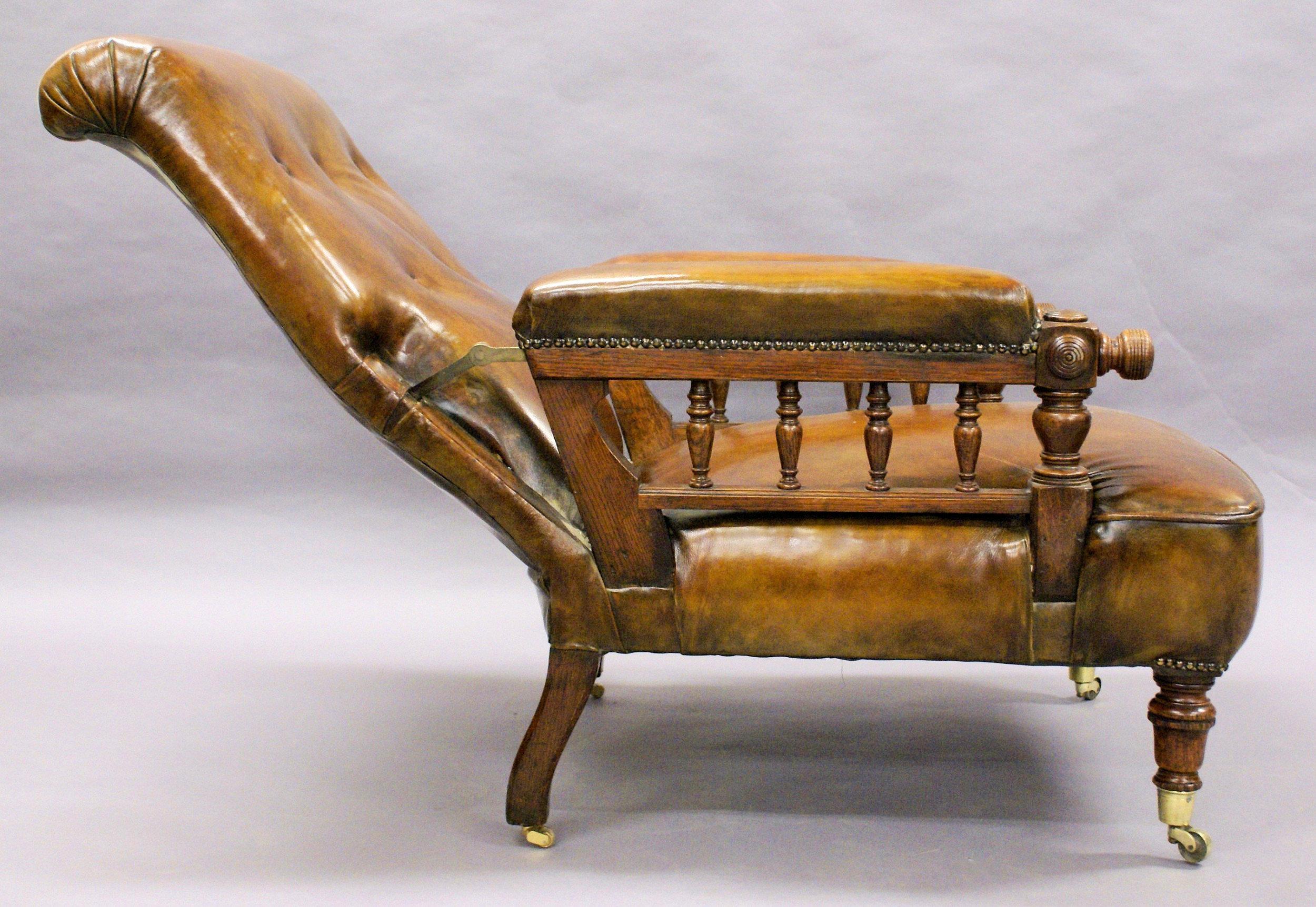 19th Century Victorian Gentlemen’s Reclining Leather Armchair