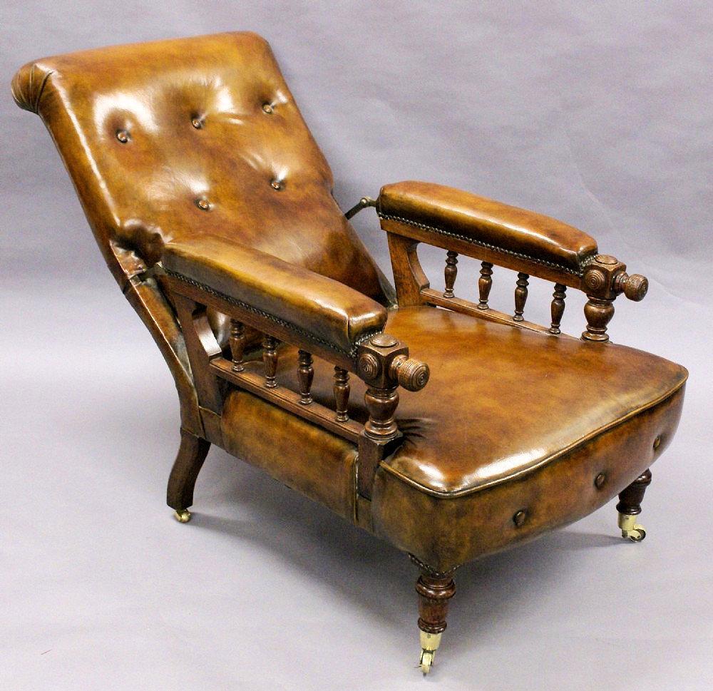 Victorian Gentlemen’s Reclining Leather Armchair 2