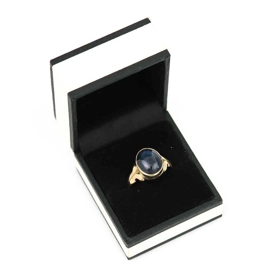 Victorian Gents 9ct Gold Blue Synthetic Star Sapphire Signet Ring, Circa 1900 9