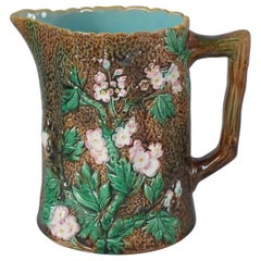 Victorian George Jones Majolica Rustic Blossom Pitcher