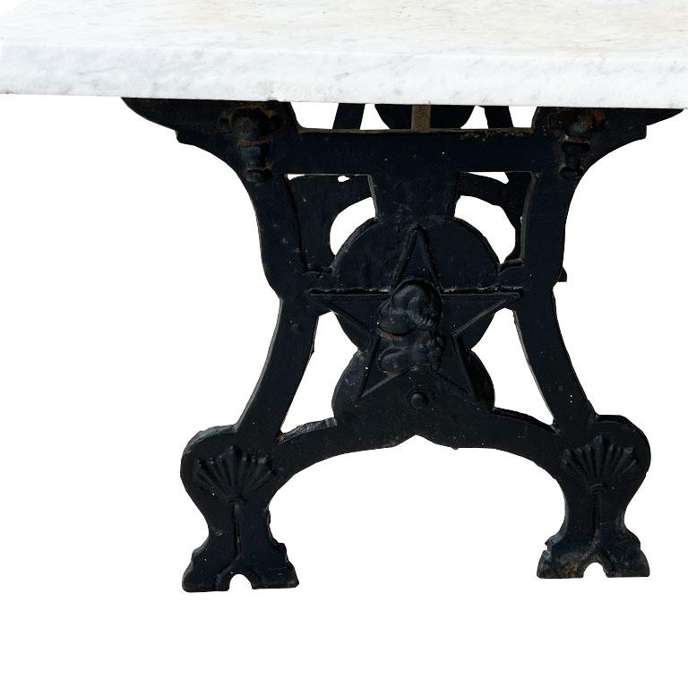 Victorian George Washington Marble and Cast Iron Garden Table 19th Century For Sale 2