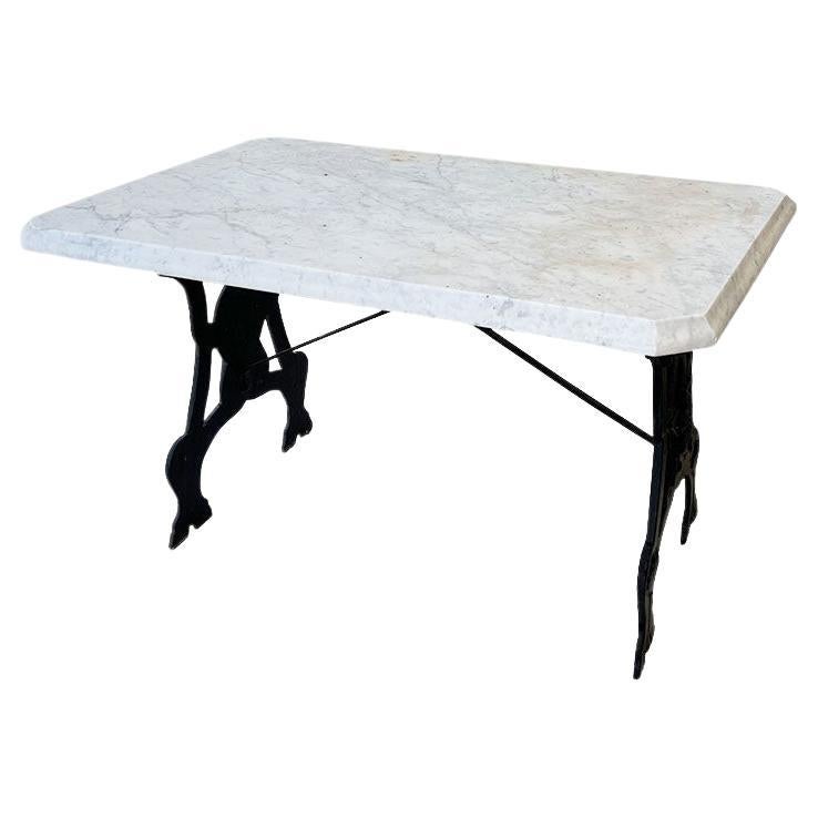Victorian George Washington Marble and Cast Iron Garden Table 19th Century For Sale