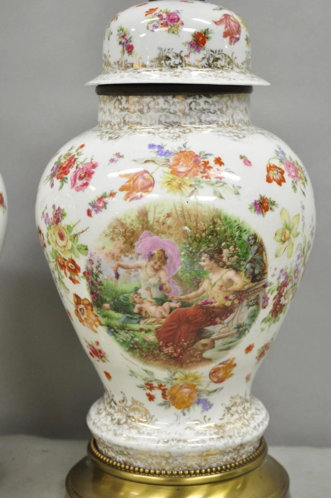 Vase Victorien en Porcelaine Allemande Meissen Porcelain attr. Paire de lampes de table françaises Bon état - En vente à Philadelphia, PA