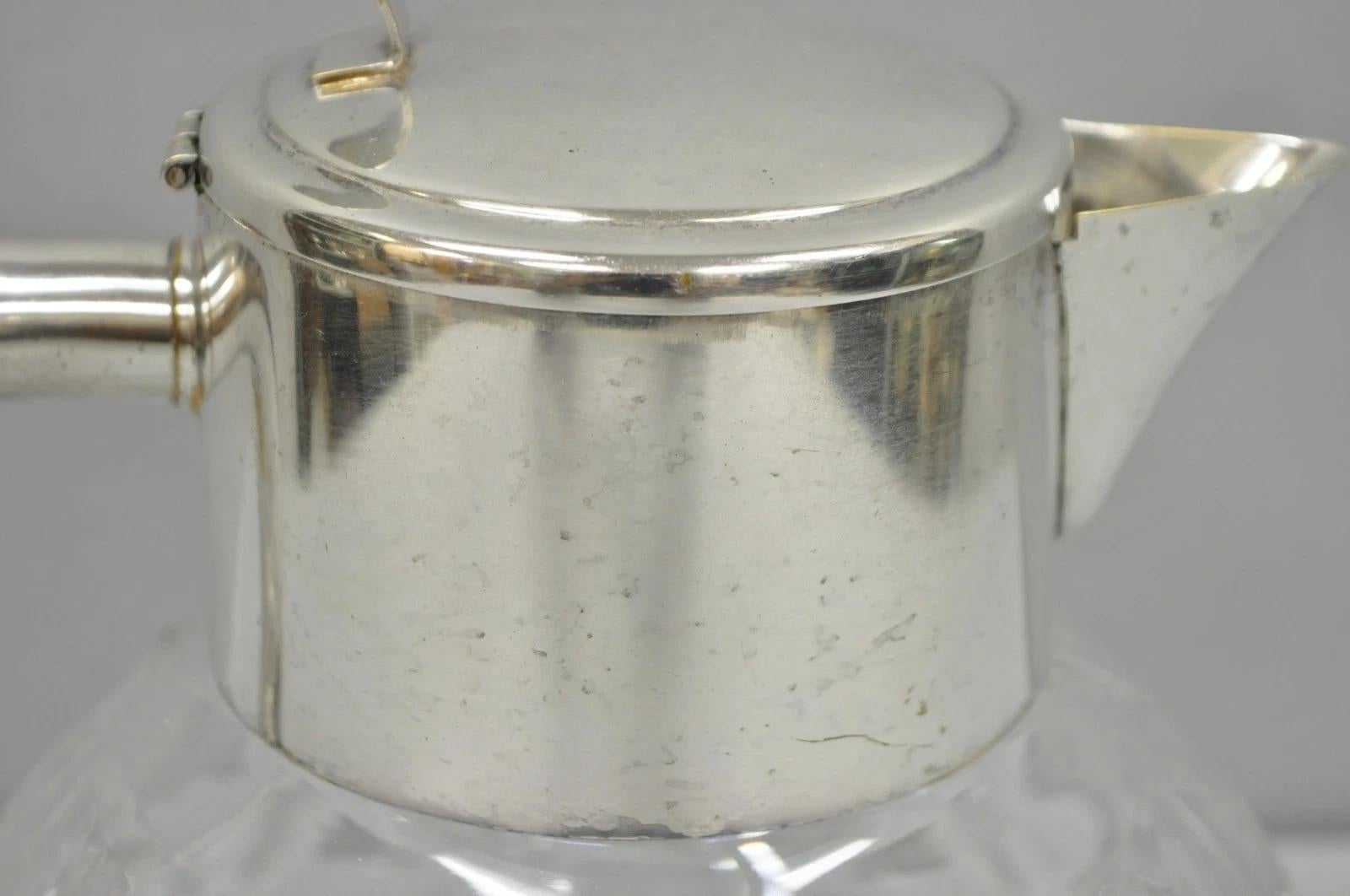Victorian German Silver Plated Bulbous Cut Crystal Glass Lemonade Water Pitcher For Sale 6