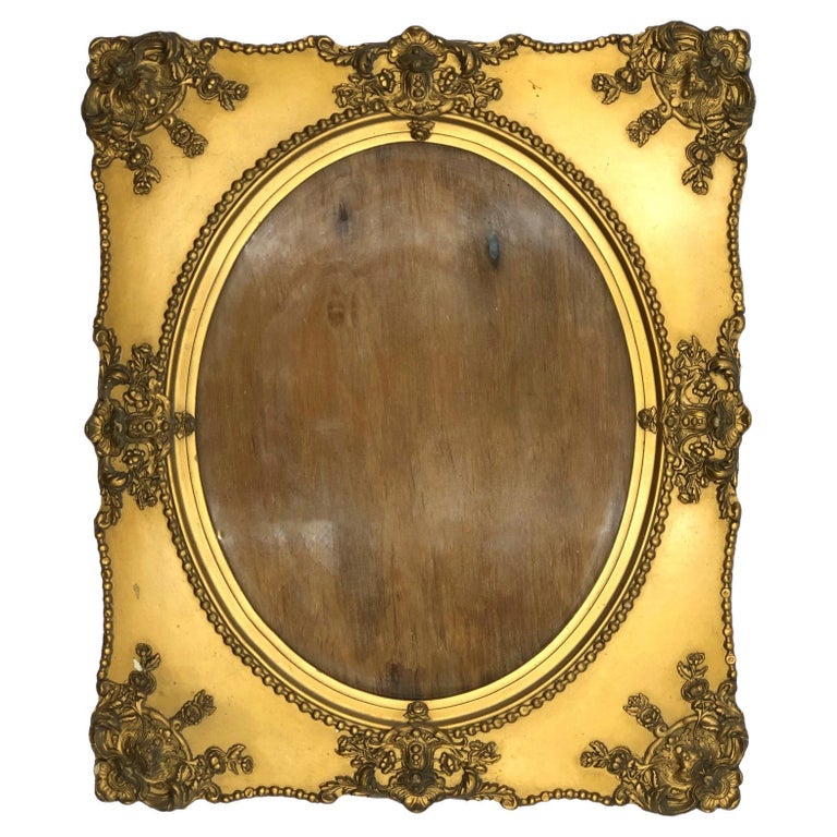 Victorian Gesso Gilded Wood Picture Frame w/ Beaded and Floral Design