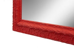 Victorian Gessoed Wood Mirror in Melon Red