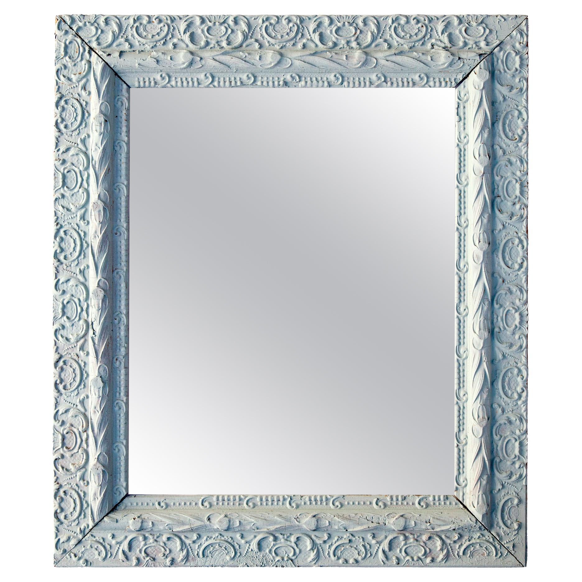 Specchio vittoriano dipinto su legno gesso