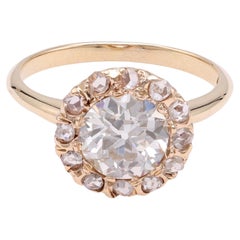 Antique Victorian GIA 0.94 Carat Diamond Yellow Gold Engagement Ring