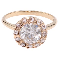 Victorian GIA 0.94 Carat Diamond Yellow Gold Engagement Ring