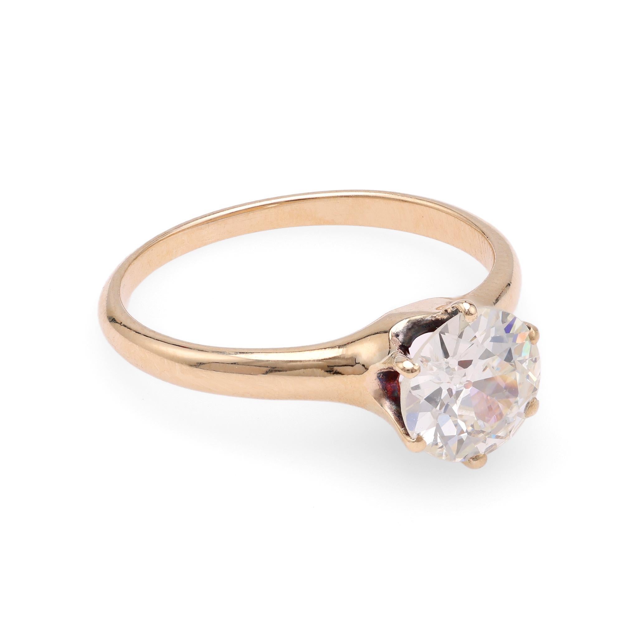 Old European Cut Victorian GIA 0.98 Carat Diamond Yellow Gold Solitaire Engagement Ring