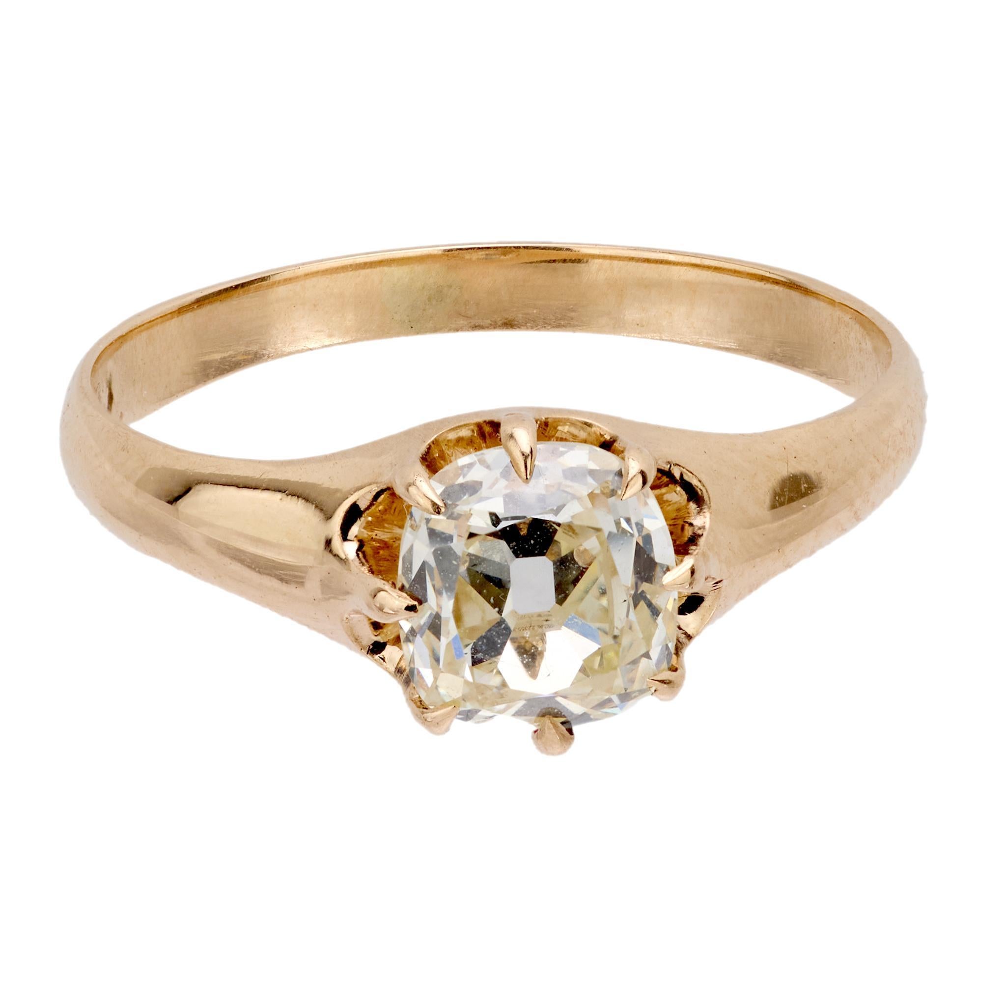 Old Mine Cut Victorian GIA 1 carat diamond 14k rose gold engagement ring