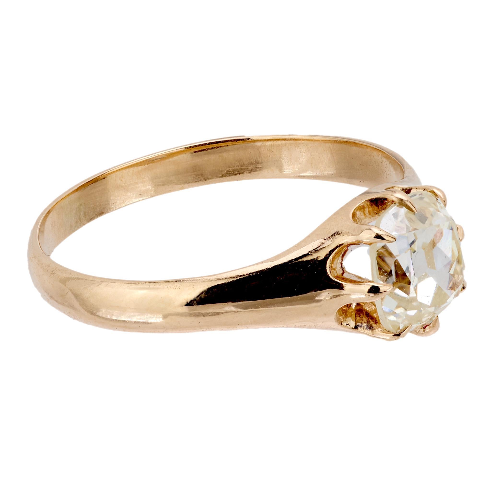 Victorian GIA 1 carat diamond 14k rose gold engagement ring In Good Condition In Beverly Hills, CA