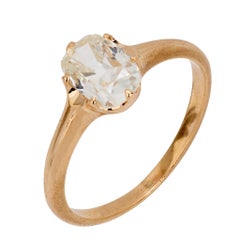 Victorian GIA 1.00 carat old mine cut diamond 14k rose gold engagement ring
