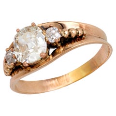 Victorian GIA 1.00 carat old mine diamond 10k rose gold ring