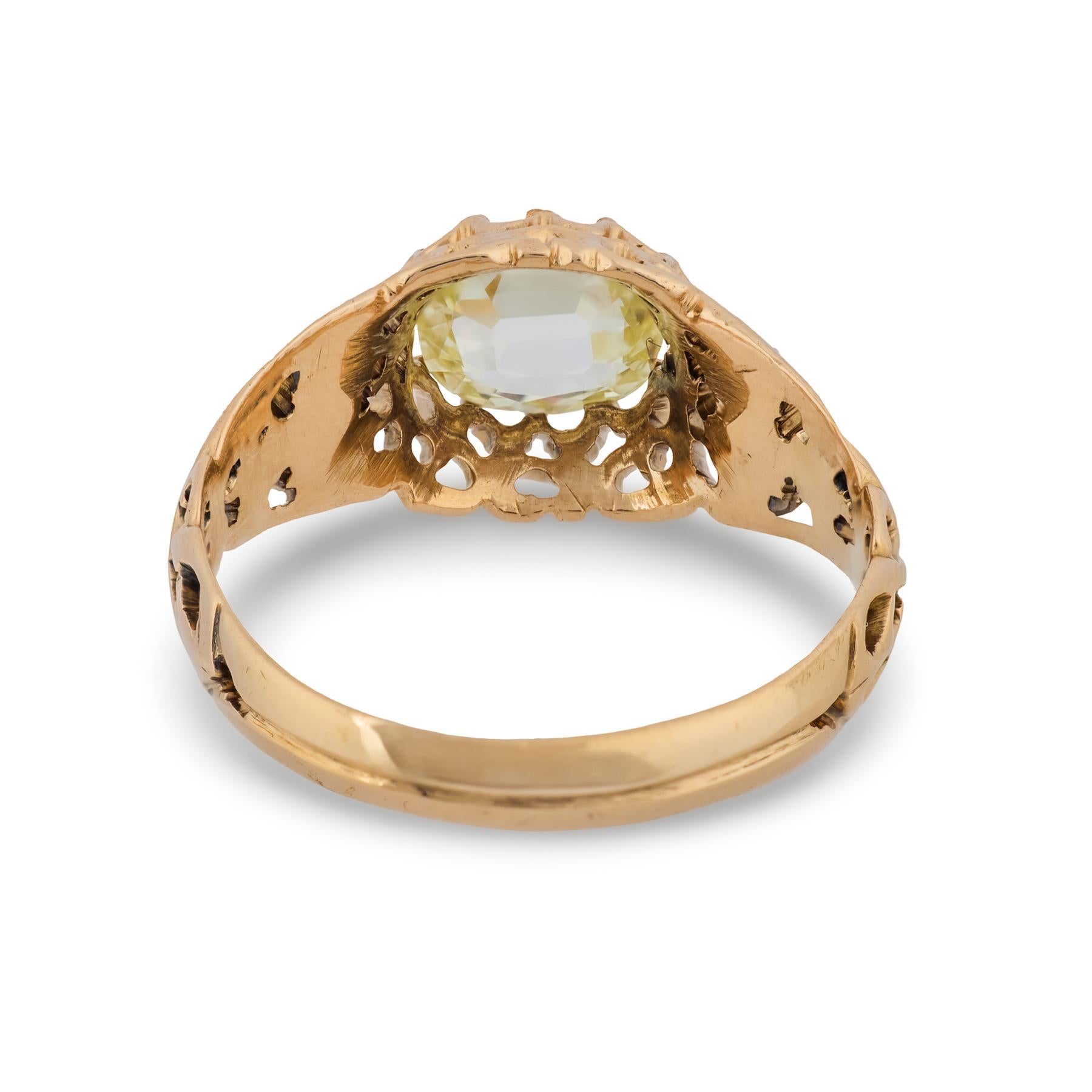 Bague victorienne en or rose 14k GIA 1,00 carat diamant taille ovale en vente 2