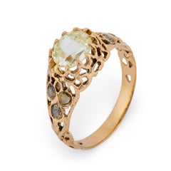 Bague victorienne en or rose 14k GIA 1,00 carat diamant taille ovale