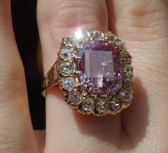 Victorian GIA 10.10 Carat Pink Sapphire and Diamond Ring