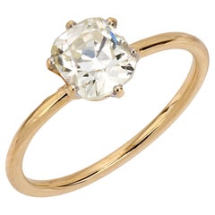 Anillo solitario de oro amarillo de 14 quilates con diamante Victorian GIA de 1,02 quilates