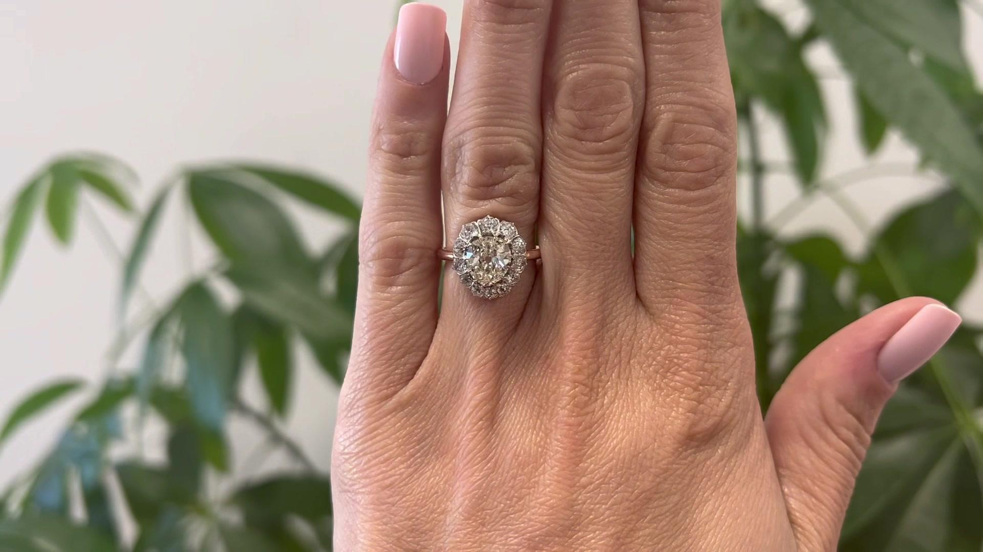 Viktorianischer GIA 1,45 Birnenschliff Diamant 14k Roségold Silber Cluster-Ring (Tropfenschliff)