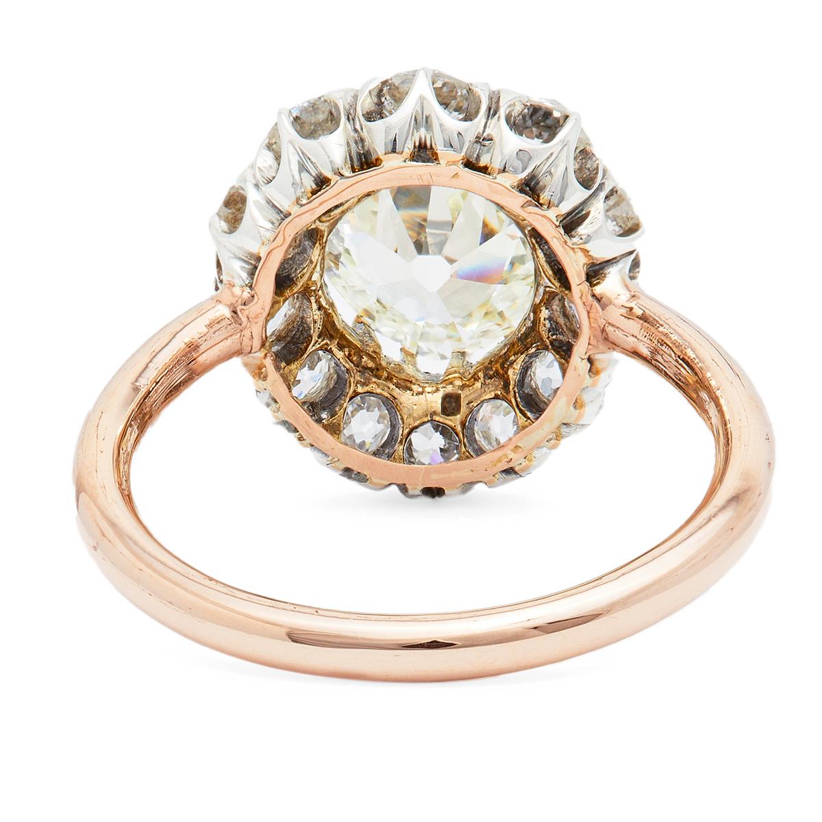 Viktorianischer GIA 1,45 Birnenschliff Diamant 14k Roségold Silber Cluster-Ring 1