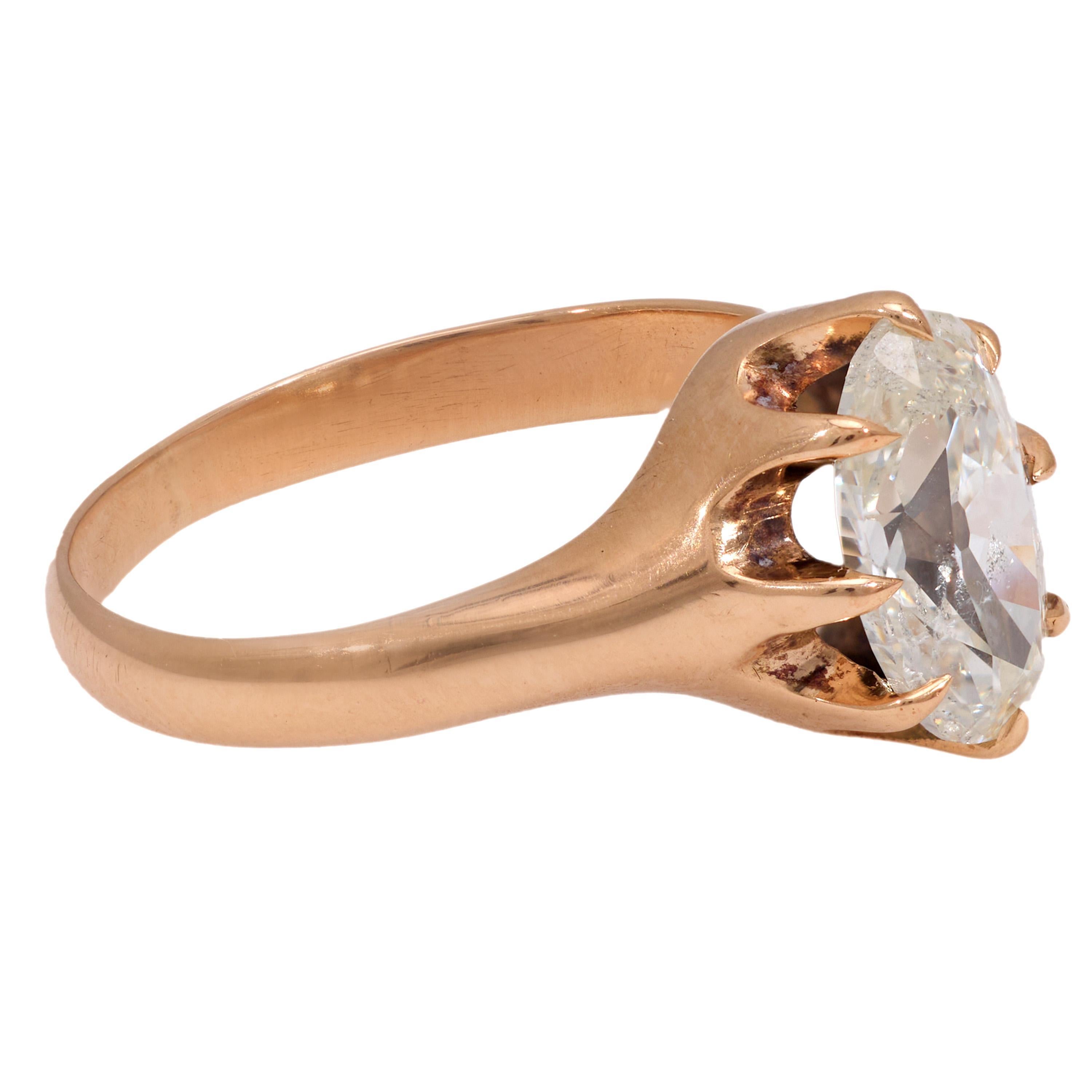 Old Mine Cut Victorian GIA 1.56 carat old mine cut diamond 10k rose gold engagement ring For Sale